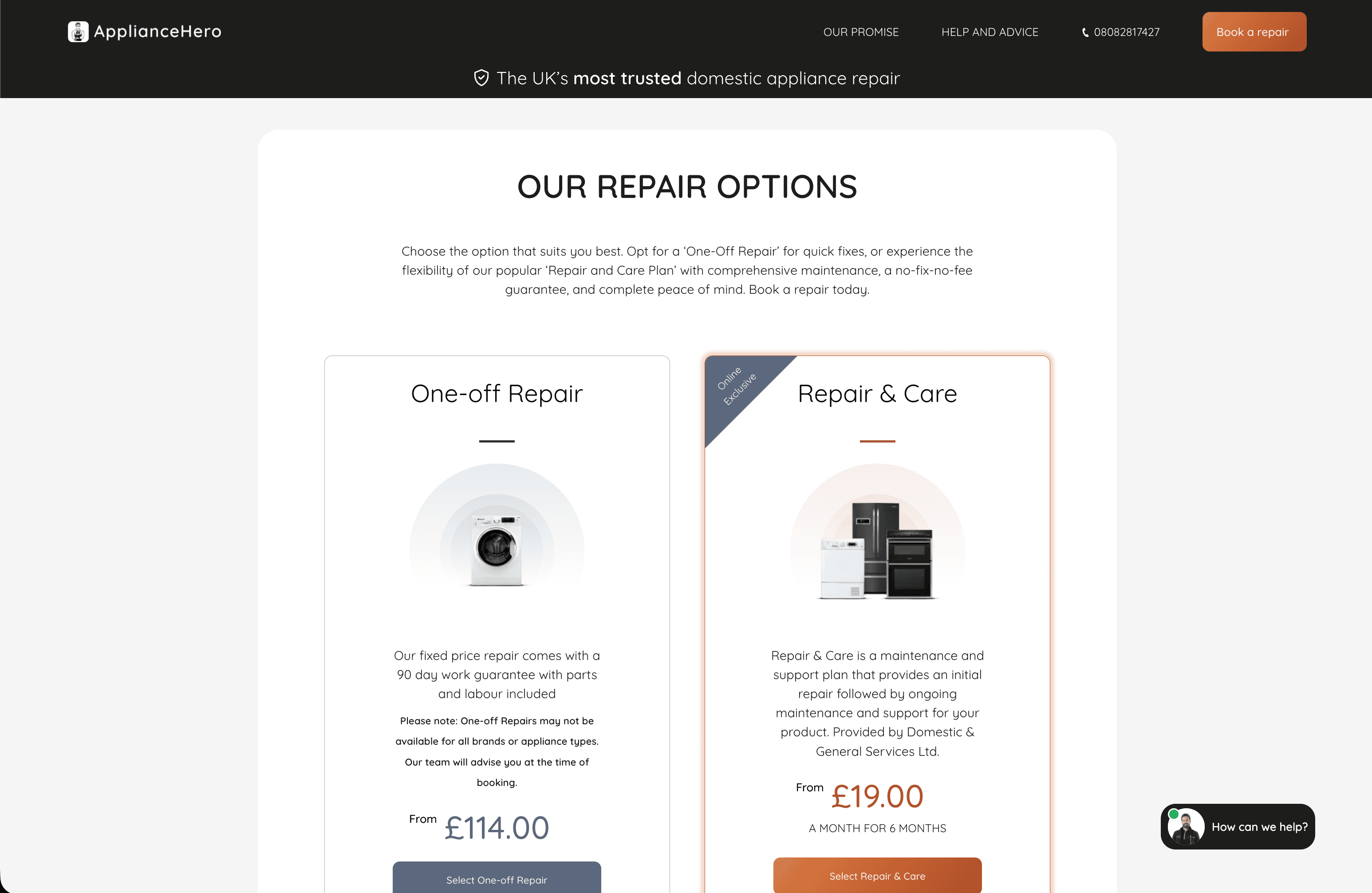 Appliance Hero — repair options